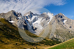 Magnificent view on glaciers of Ecrins