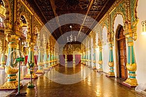 Magnificent view of the interior of Mysore Palace