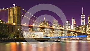 a magnificent view of the lower Manhattan and Brooklyn Bridge, New York City