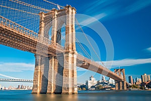 a magnificent view of the lower Manhattan and Brooklyn Bridge, New York City