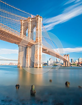 a magnificent view of the lower Manhattan and Brooklyn Bridge, New York City