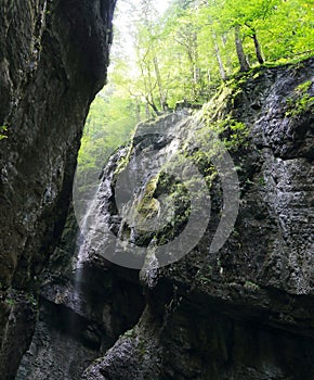 Magnificent view of the Partnachklamm gorge in Garmisch-Partenkirchen, Bavaria, Germany