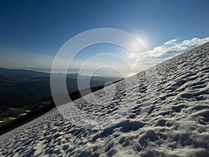 Magnificent views of Mount Anamas, one of Turkey`s climbing routes, and sunrise