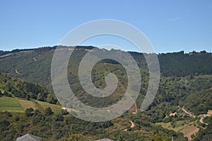 Magnificent Views Of The Mountains Of Galicia Delimiting With Asturias In Rebedul. Nature, Architecture, History, Street