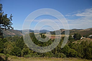 Magnificent Views Of The Mountains Of Galicia Delimiting With Asturias In Rebedul. Nature, Architecture, History, Street