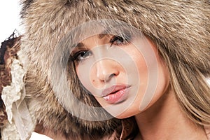 Magnificent woman in fur hat