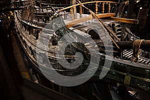 The magnificent wooden Vasa warship salvaged from the sea and displayed at Vasa Museum.