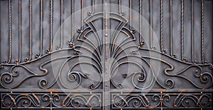 magnificent wrought-iron gates, ornamental forging, forged elements close-up