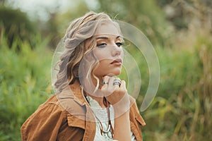 Magnificent young woman portrait outdoor