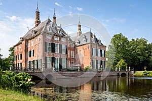 Magnificient Duivenvoorde Castle in the countryside of Netherlands on a clear summer day