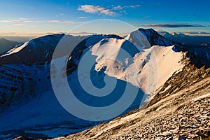 Magnificient Sunrise on Stok Kangri Mountain during ascend to the peak, Ladakh, Himalayas