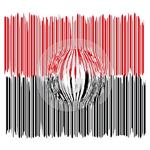 Magnified black and red bar code