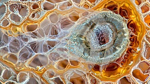 A magnified image of a stoma showcasing the guard cells that flank either side of the pore. These cells are responsible