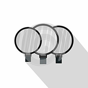 Magnified lenses icon, flat style