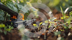 A magnified shot of the ting line designed to easily slice through tough gr and weeds photo