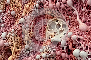 magnified view of bone tissue regenerating