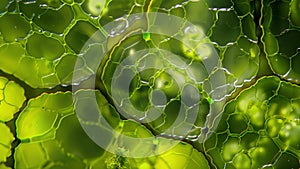 A magnified view of a chloroplasts stroma the fluidfilled region surrounding the thylakoids. The stroma contains a dense