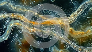 A magnified view of the intricate threadlike structures on the body of a nematode each one aiding in its movement and photo