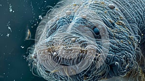 A magnified view of a water bears integument illustrating its thick and flexible icle that protects it from desiccation photo