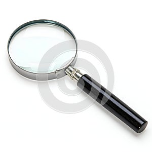 Magnifier with Black Plastic Handle Isolated on White Background