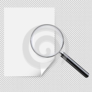 Magnifier And Blank Note Paper Isolated Transparent Background