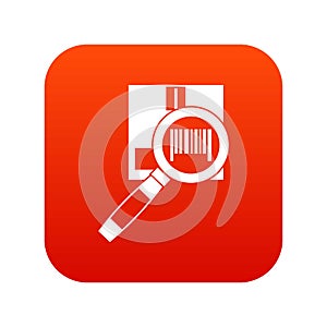 Magnifier and diskette icon digital red