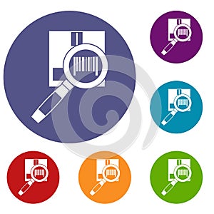 Magnifier and diskette icons set