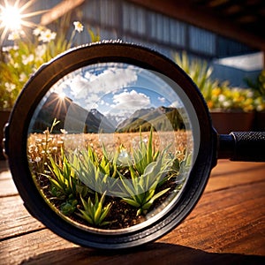 Magnifier equipment used too optically magnify objects photo