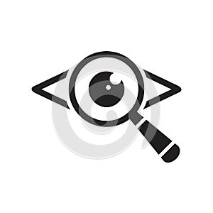 Magnifier with eye glass outline Icon template black color editable. Magnifier with eye glass outline Icon symbol Flat vector
