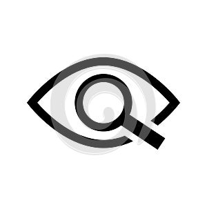 Magnifier with eye outline icon. Eye with magnifying glass. Vector illustration. EPS 10.