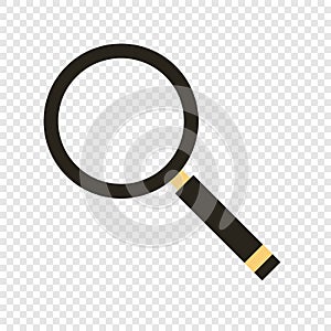 Magnifier in flat on white background. Isolated glass lens vector illustration