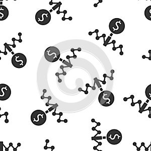 Magnifier glass with money icon in flat style. Dollar search vector illustration on white isolated background. Financial currency