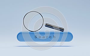 Magnifier glass on search engine bar for Search Engine Optimisation or SEO concept to find information by internet connection by