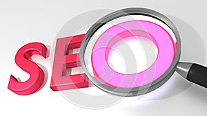 Magnifier glass SEO search engine optimization concept