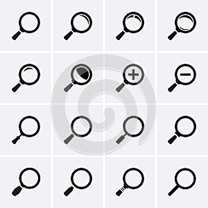 Magnifier Glass and Zoom Icons. photo