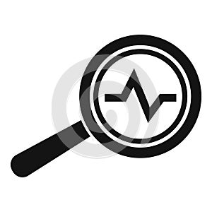 Magnifier heart rate icon simple vector. Health care