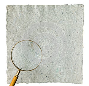 Magnifier on a home made paper isolated