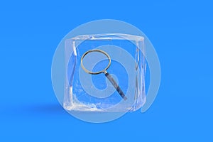 Magnifier in ice cube