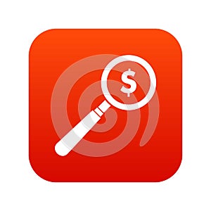 Magnifier icon digital red