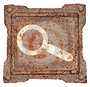 Magnifier icon old metal.
