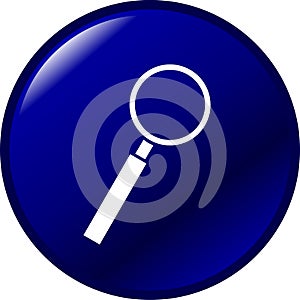 Magnifier look or search vector blue button