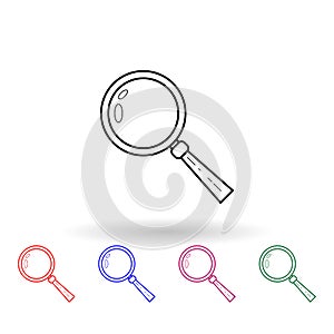 Magnifier multi color icon. Simple thin line, outline vector of navigation icons for ui and ux, website or mobile application