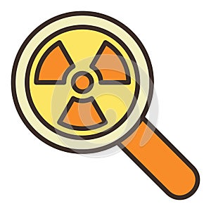 Magnifier and Radiation sign vector colored icon or symbol