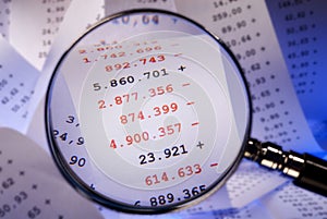 Magnifier and red numbers