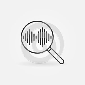 Magnifier with Sound wave vector thin line concept icon