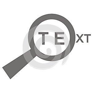 Magnifier and text, web vector icon, eps.