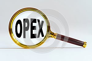 Magnifier on a white background, inside the text is written - OPEX