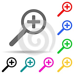 magnifier zoom multi color style icon. Simple thin line, outline vector of web icons for ui and ux, website or mobile application