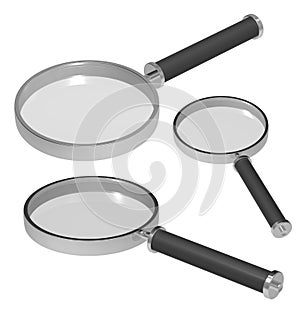 Magnifiers isolated on white.