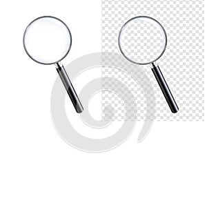 Magnifiers Set Isolated White And Transparent Background